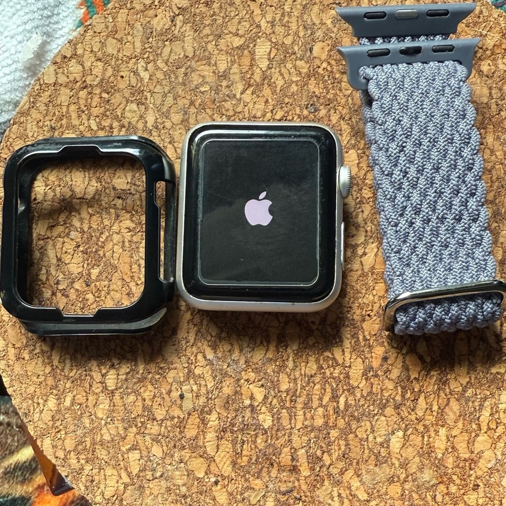Apple Smartwatch with Black Case and Gray Braided Band